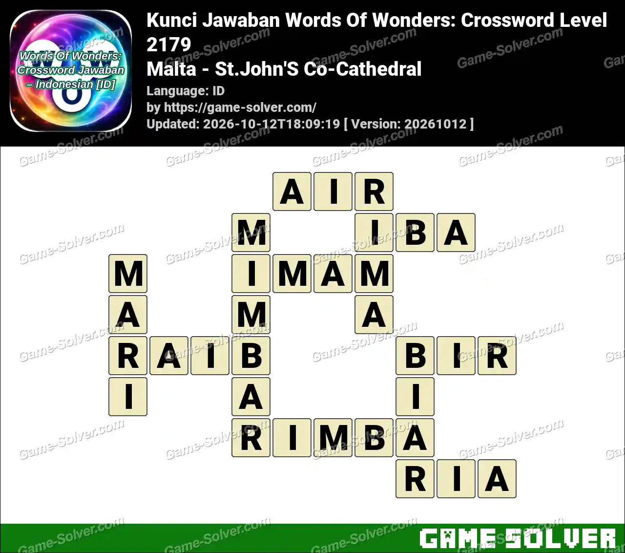 Kunci Jawaban Words Of Wonders: Crossword Level 2179 – Malta – St.John’S Co-Cathedral